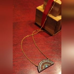 Sterling Vermeil Zirconia Rainbow Necklace NWOT